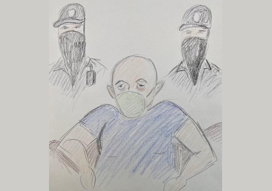 Nikolić na suđenju u Vranju (ilustracija: Marko Somborac)